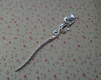 6pcs Antique Silver Patterned Fox Hair Stick Metal Hair Stick Curved Hair Stick