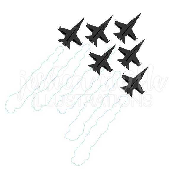 Jets in Formation Silhouette Digital Clipart Military Clip