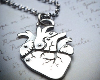 CARDIO-sterling silver anatomical heart necklace