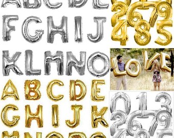 Sale!!! 18" Gold foil balloons Alphabet letter balloons gold or silver color for parties wedding bridal shower US Seller
