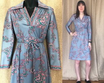 Vintage 1970's Hal Ferman Paisley Dress