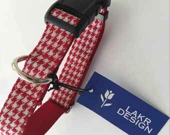 Sporty Houndstooth in Red and White! Dog Collar