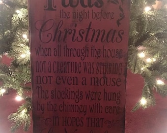 Primitive Twas the night before Christmas wood sign