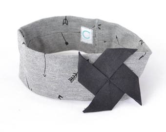 Grey origami baby headband