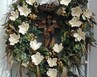 Easter Front Door Wreath Spring Summer Decoration Wood Cross Easter Front Door Wreath Spring Summer Decoration Wood Cross