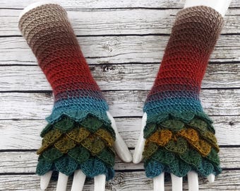 Fingerless gloves - Arm warmers -Fingerless Mittens - Hand warmers-Dragon Gloves