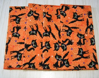 Halloween Black Cats Cloth Napkins Lunch Dinner Set of 4