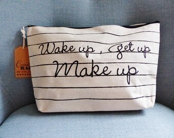 pouch makeup bag cosmetic wake up get up very large makeup Cosmetic bag for cosmic girl komatik
