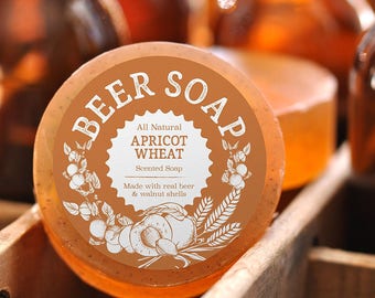 Beer Soap (Apricot Wheat) - All Natural + Made in USA - Actually Smells Good! Perfect Gift For Beer Lovers