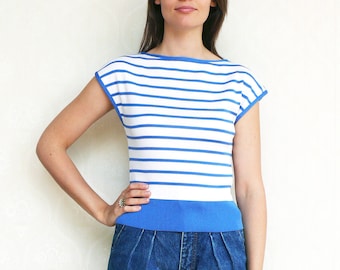 Vintage nautical stripe top, small - blue and white. . . . . . . . . . . . "Like" our fb page for 10% discount