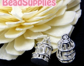 CH-ME-09113 - Nickel Free, Silver Plated Bird Cage, 4 pcs