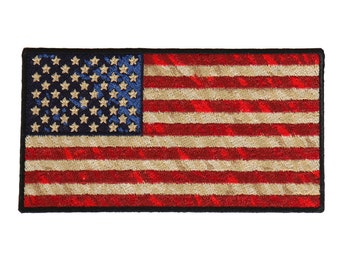 DISTRESSED AMERICAN FLAG, High Thread Iron-on / Saw-on Rayon Patch - 5" X 3", Exceptional Quality