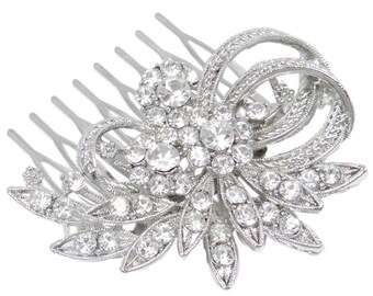 Wedding hair comb, silver hair comb, rhinestone hair comb, bridal hair comb, hair comb.
