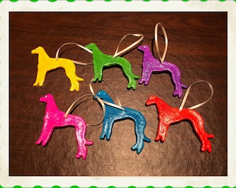 Rainbow Glitter Greyhound Christmas Ornaments - Free Shipping