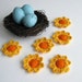 6 Thread Crochet Flowers - Cone Centers with Pedals - Orange and Golden Yellow (Set of 6)