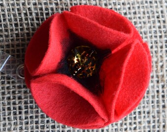 Red Felt Poppy Badge Holder