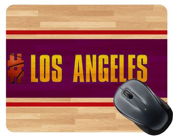 Basketball Team Hashtag Los Angeles Purple and Gold #LosAngeles Purple and Gold Square Mouse Pad