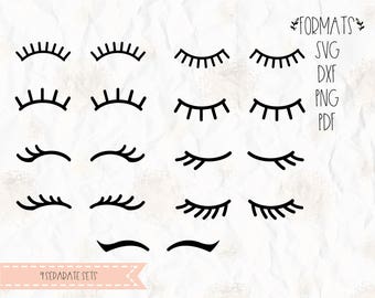 Lashes, eyelashes, SVG, PNG, DXF, Eps, Pdf for Cricut, silhouette cameo, cutfile, cut file, vinyl decal, t shirt design, stencil template