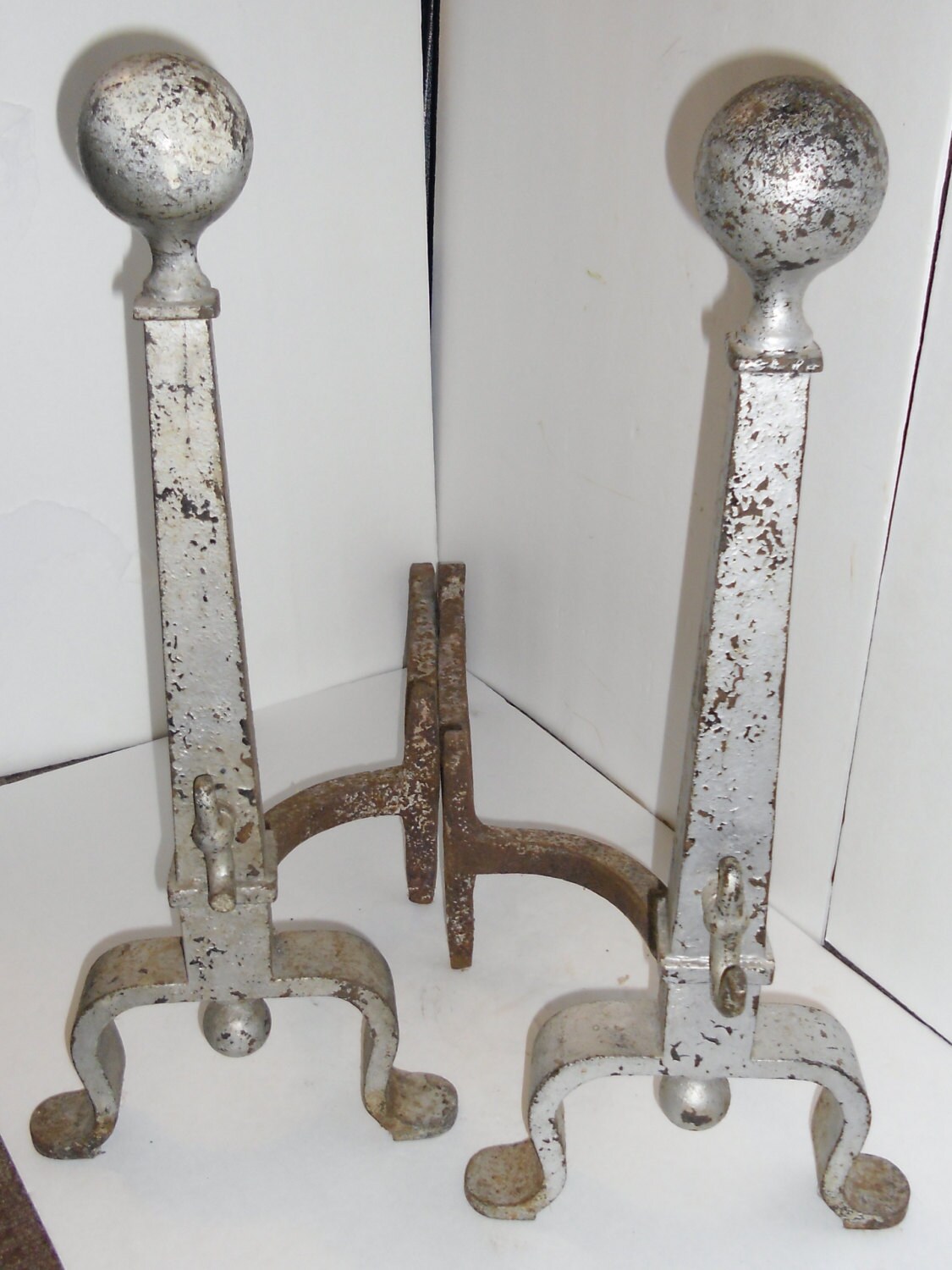 Vintage B&H Andirons Antique Andirons Bradley and Hubbard Vintage B&H