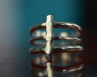 Back Bone Silver ring--Minimal Ring--Comfortable--Sterling Silver--Spine--Architectural--