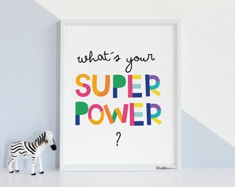 Superhero nursery print.