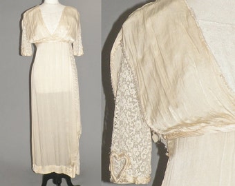 Edwardian Wedding Dress, Antique 1910s Titanic Dress, Edwardian Silk & Lace Dress, Downton Abbey, Heart on My Sleeve