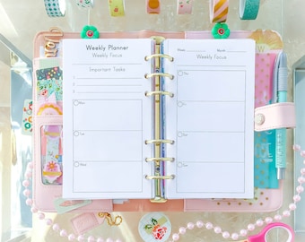 Filofax Personal WEEKLY Planner Pages Personal Size Inserts At A Glance WO2P 3.7 x 6.7 Printable Weekly Agenda Refills Weekly Calendar