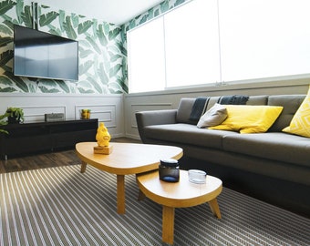 Olive Striped indoor/outdoor rug