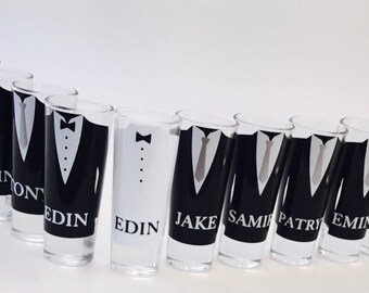 Wedding Shot Glasses - Wedding Favors - Personalized Shot Glasses - Take a Shot -Bachelor Party - Custom Shot Glasses -Groomsmen Proposal