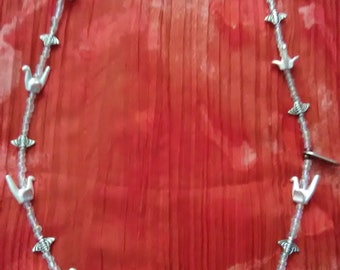 Boho necklace, Silver plate necklace