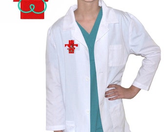 Kids Veterinarian Lab Coat with Red Cross for little Doctors and Nurses