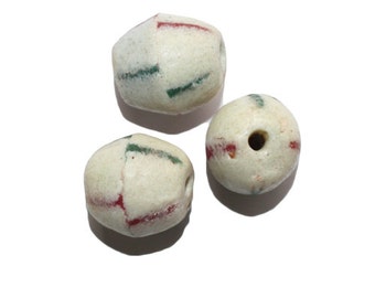Cream Bicone African Beads Handmade Krobo 20 mm for Jewellery and Crafts 6-Pack