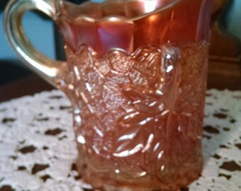 carnival glass maple leaf marigold creamer