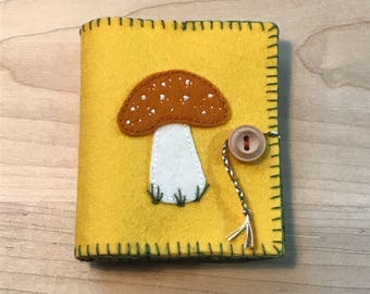 Orange Toadstool Wool Felt Needle Case