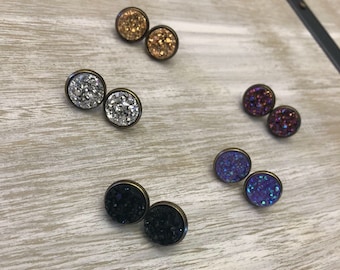 12mm Antiqur Bronze Bezel With Colored Druzy