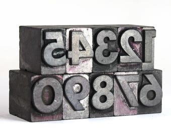 NUMBERS - 48pt Vintage Metal Letterpress (Unknown Bold)