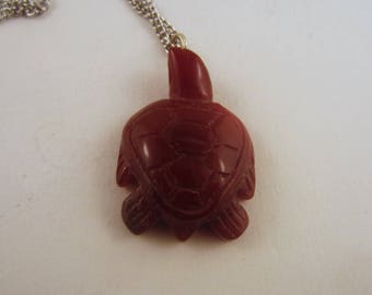 Turtle Pendant necklace jewlery Carnelian Cornelian