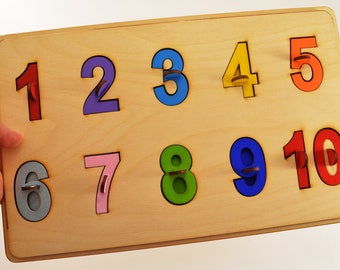 Wooden Toys First puzzle Wooden number puzzle Christmas gift Baby gift Montessori puzzle Educational Wooden baby gift Toddler Toys Baby toys