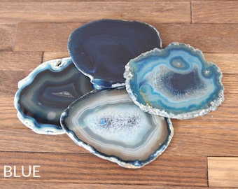 Agate Coasters Set of 4 or 6 / Blue / Natural / Purple / Pink / Agate Slice / Geode Coasters / GIFT Packaging Available