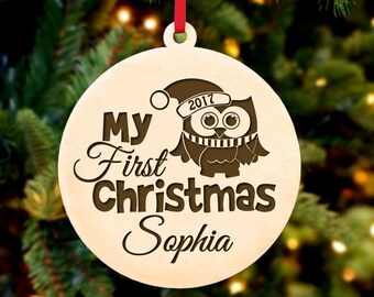 Personalized Christmas Ornament ~ My First Christmas Owl- Christmas Gift, First Christmas, Housewarming, Anniversary, Wedding Gift