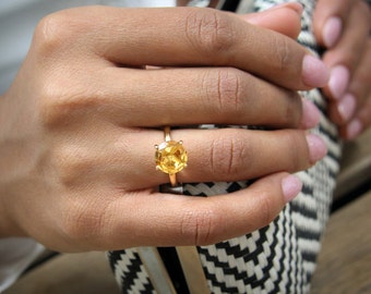 ETSY BIRTHDAY SALE - Citrine ring,November birthstone ring,stacking ring,gemstone ring,custom semiprecious ring,Yellow ring,quartz ring