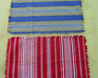 Brightly coloured French linen place mats (2) 1960's