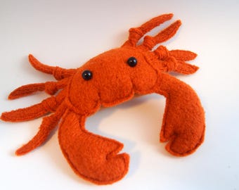 toy crab, stuffed toy, stuffed animal, waldorf toy, waldorf crab, stuffed crab,
