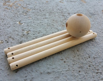 Wooden Sphere Mobile Hanger with 4 sticks Kit
