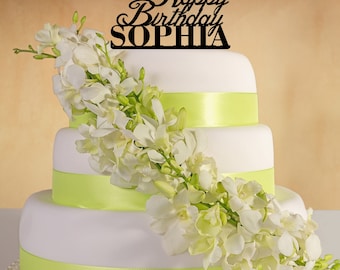Happy Birthday Cake Topper with your name.