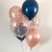 Rose Gold Confetti Look Balloons Rose Gold Navy Latex Balloons Rose Gold Bridal Shower Wedding Bachelorette Baby Shower Rose Gold Balloons