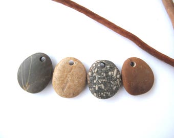 Rock Pendants Top Drilled Beach Stones Mediterranean River Stone Beads Natural Stone DIY Jewellery Creme Peach SMOOTH PENDANTS 25-27 mm