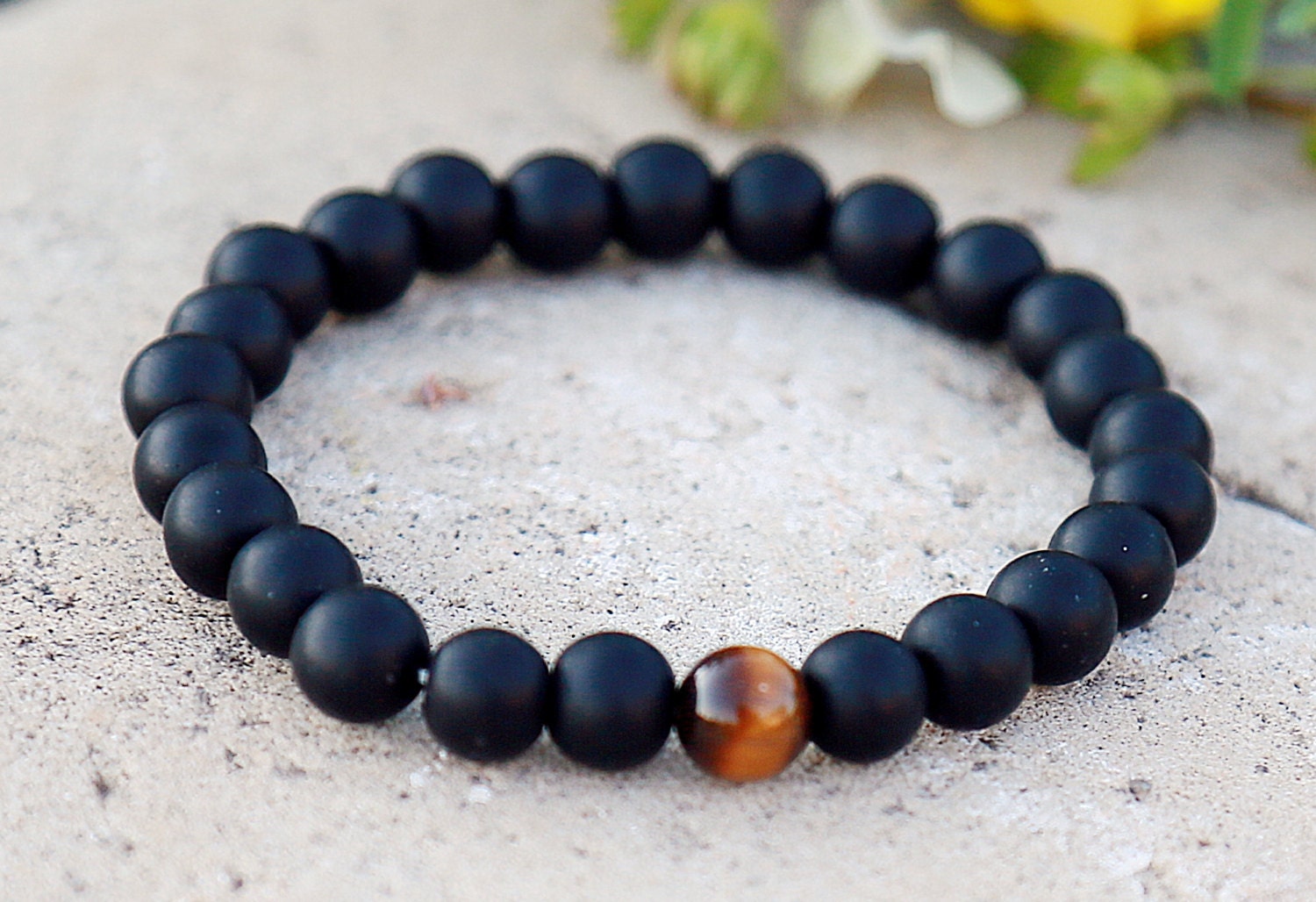 Mens beaded bracelet mens bracelet Black obsidian bracelet