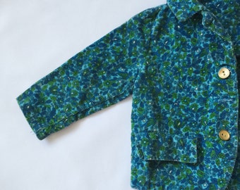 Childrens' teal blue floral blazer
