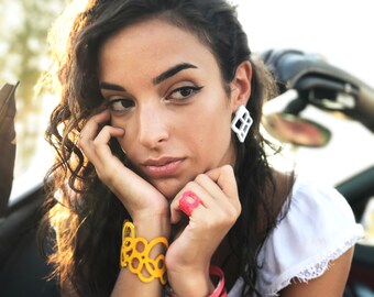 Bracciale Colorato Donna • Bijoux Estate • Bracciale Giallo • Bracciale Handmade • Gioielli Plexiglass • Bracciale Personalizzabile con Nome